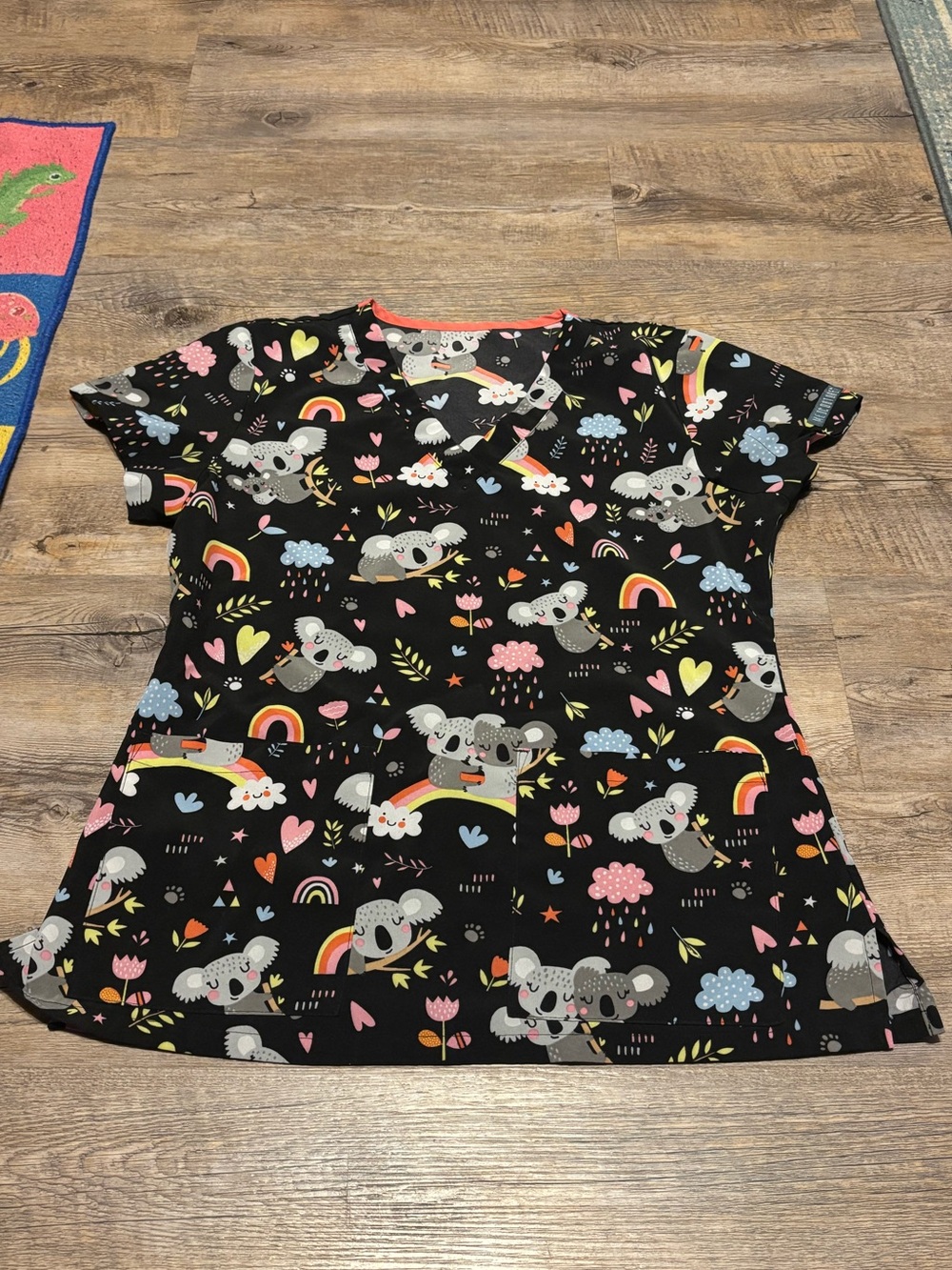 Women’s Med Couture  Black Koala Print Short-Sleeve Scrub Top